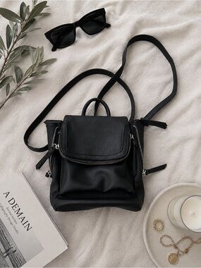 Classic Black Mini Backpack Handbag - Sleek Everyday Bag